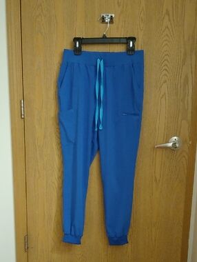 Easy Stretch Blue Drawstring Scrub Jogger Pants